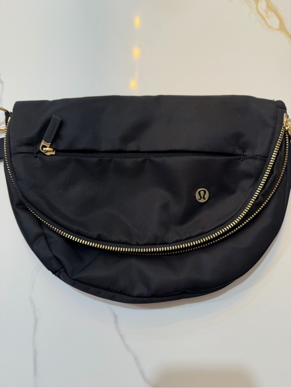 Lululemon Black Crescent Crossbody Bag with Gold Hardware